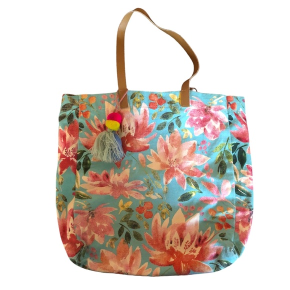 Blue & Pink Floral Tote Bag - Picture 4 of 10